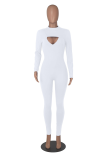Blue Sexy Solid Patchwork Half A Turtleneck Skinny Jumpsuits