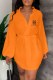 Orange Casual Print Letter V Neck A Line Dresses