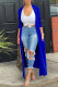 Colorful Blue Casual Solid Patchwork Outerwear
