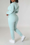 Pink Casual Solid Patchwork O Neck Long Sleeve Two Pieces