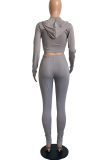 Yellow Casual Solid Zipper Zipper Collar Long Sleeve Two Pieces