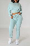 Pink Casual Solid Patchwork O Neck Long Sleeve Two Pieces