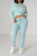 Sky Blue Casual Solid Patchwork O Neck Long Sleeve Two Pieces