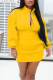 Yellow Casual Solid Patchwork Buckle One Step Skirt Dresses