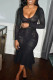 Black Sexy Solid Patchwork See-through Asymmetrical U Neck Irregular Dress Dresses