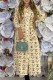 Yellow Elegant Print Letter Turndown Collar One Step Skirt Dresses