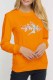 Orange Casual Print Letter O Neck Tops