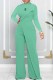 Green Elegant Print Letter O Neck Jumpsuits