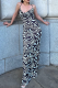 Black Sexy Print Patchwork Halter Trumpet Mermaid Dresses