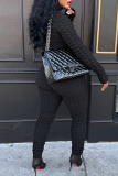 Green Street Solid Patchwork Turtleneck Skinny Jumpsuits