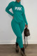 Peacock Blue Casual Print Patchwork Turtleneck Long Sleeve Two Pieces