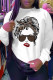 White Casual Street Print Patchwork Letter O Neck Tops