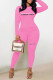 Pink Casual Print Patchwork O Neck Long Sleeve Two Pieces