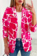 Rose Red Fashion Casual Print Patchwork Cardigan Turn-back Collar Outerwear