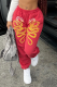 Red Casual Print Patchwork Harlan High Waist Harlan Positioning Print Bottoms