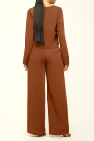 Rose Red Casual Solid Patchwork O Neck Long Sleeve Two Pieces