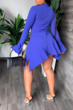 Black Street Solid Flounce Half A Turtleneck Waist Skirt Dresses