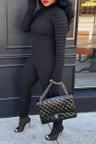 Green Street Solid Patchwork Turtleneck Skinny Jumpsuits