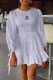 White Casual Print Letter O Neck A Line Dresses
