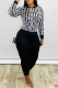 Black Casual Print Patchwork O Neck Skinny Jumpsuits