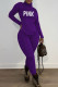 Purple Casual Print Patchwork Turtleneck Long Sleeve Two Pieces