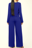 Rose Red Casual Solid Patchwork O Neck Long Sleeve Two Pieces