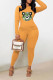 Orange Casual Print Patchwork O Neck Long Sleeve Two Pieces