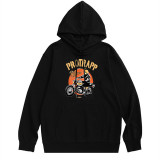 Black Casual Print Patchwork Hooded Collar Tops