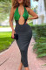 Green Sexy Solid Sequins Patchwork Backless Halter Pencil Skirt Dresses