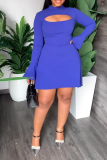 Black Street Solid Flounce Half A Turtleneck Waist Skirt Dresses