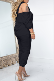Pink Casual Solid Ripped Hooded Collar Long Sleeve Two Pieces