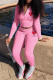 Pink Casual Print Patchwork Zipper Long Sleeve Two Pieces