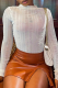 White Sexy Solid Patchwork Half A Turtleneck Tops