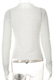 White Sexy Solid Patchwork Half A Turtleneck Tops