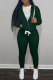Ink Green Casual Solid Patchwork Hooded Collar Long Sleeve Two Pieces