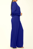 Rose Red Casual Solid Patchwork O Neck Long Sleeve Two Pieces