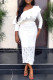 White Sexy Solid Patchwork Flounce Oblique Collar Evening Dress Dresses