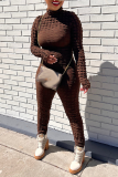 Green Street Solid Patchwork Turtleneck Skinny Jumpsuits