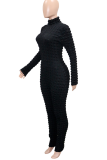 Green Street Solid Patchwork Turtleneck Skinny Jumpsuits