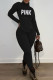 Black Casual Print Patchwork Turtleneck Long Sleeve Two Pieces