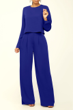 Rose Red Casual Solid Patchwork O Neck Long Sleeve Two Pieces