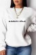 White Casual Print Letter O Neck Tops