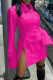Rose Red Sexy Solid Patchwork Buckle Slit Turndown Collar Shirt Dress Dresses