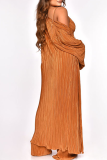 Red Casual Solid Patchwork V Neck Long Sleeve Two Pieces