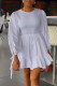 White Casual Solid Patchwork Frenulum Fold O Neck A Line Dresses