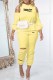 Yellow Casual Print Letter Hooded Collar Long Sleeve Two Pieces