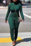 Green Street Solid Patchwork Turtleneck Skinny Jumpsuits