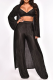 Black Casual Solid Patchwork V Neck Long Sleeve Two Pieces