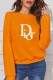 Orange Casual Print Letter O Neck Tops