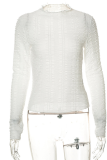 White Sexy Solid Patchwork Half A Turtleneck Tops